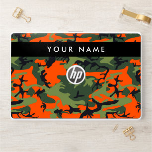 Orange Camouflage Pattern, Your name, Personalize HP Laptop Skin