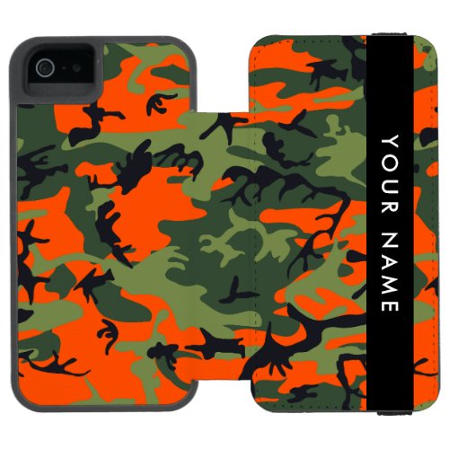 Orange Camouflage Pattern Your name Personalize iPhone SE55s Wallet Case