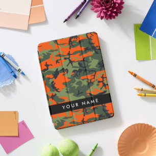 Orange Camouflage Pattern, Your name, Personalize iPad Pro Cover