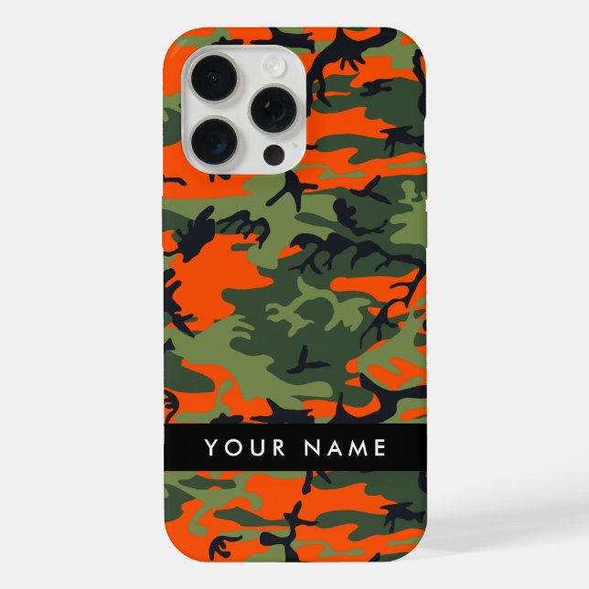 Orange Camouflage Pattern, Your name, Personalize Iphone Case (Back)