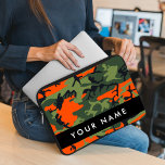 Orange Camouflage Pattern, Your name, Personalize Laptop Sleeve<br><div class="desc">Elegant,  stylish and sophisticated camouflage pattern in orange and green color. Modern and trendy gift,  perfect for the military lover in your life. Personalize by adding your name,  nickname,  monogram or initials.</div>