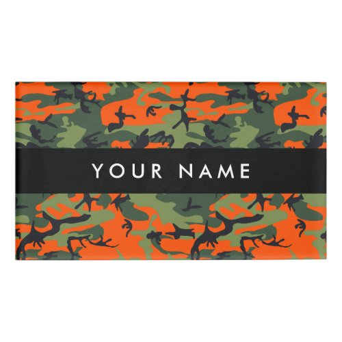 Orange Camouflage Pattern Your name Personalize Name Tag