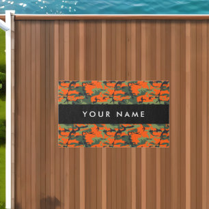 Orange Camouflage Pattern, Your name, Personalize Outdoor Rug