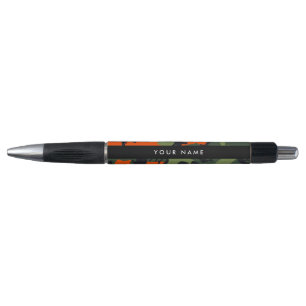 Orange Camouflage Pattern, Your name, Personalize Pen