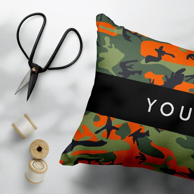 Orange Camouflage Pattern, Your name, Personalize Pet Bed (Creator Uploaded)