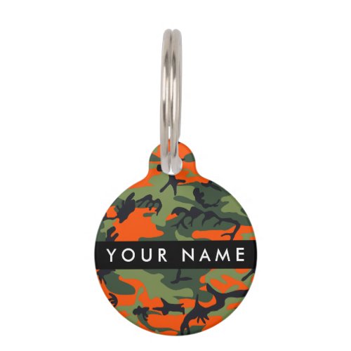 Orange Camouflage Pattern Your name Personalize Pet ID Tag