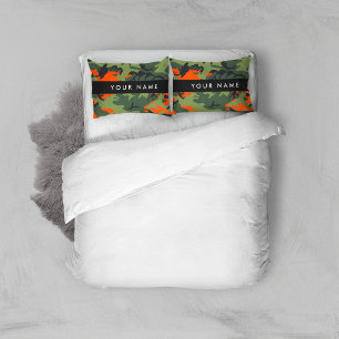Orange Camouflage Pattern, Your name, Personalize Pillow Case