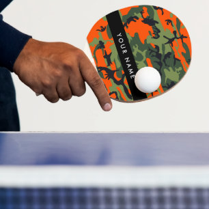 Orange Camouflage Pattern, Your name, Personalize Ping Pong Paddle