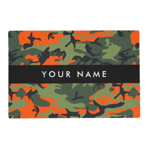 Orange Camouflage Pattern Your name Personalize Placemat