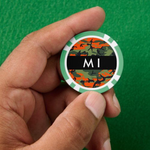 Orange Camouflage Pattern Your name Personalize Poker Chips