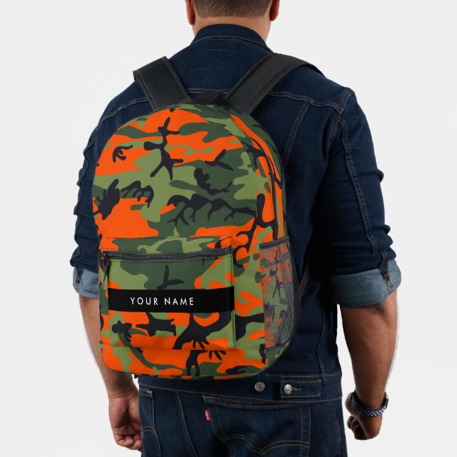 Orange Camouflage Pattern, Your name, Personalize Printed Backpack (Insitu (Model))