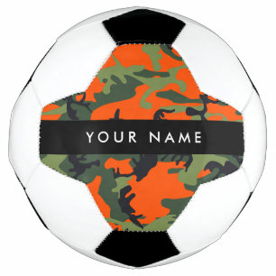 Orange Camouflage Pattern, Your name, Personalize Soccer Ball