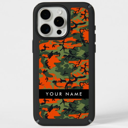 Orange Camouflage Pattern Your name Personalize iPhone 15 Pro Max Case