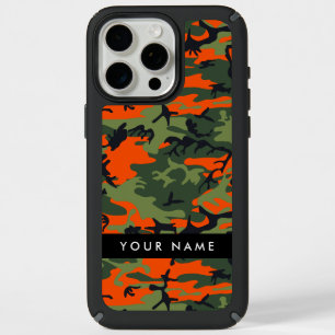 Orange Camouflage Pattern, Your name, Personalize iPhone 15 Pro Max Case