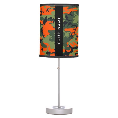 Orange Camouflage Pattern Your name Personalize Table Lamp