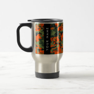 Orange Camouflage Pattern, Your name, Personalize Travel Mug