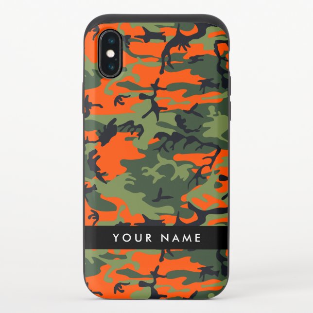Orange Camouflage Pattern, Your name, Personalize Uncommon iPhone Case (Back)