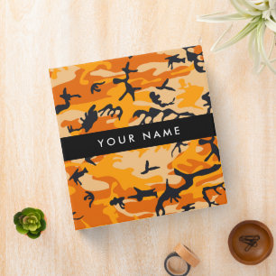 Orange Camouflage Your name Personalize 3 Ring Binder