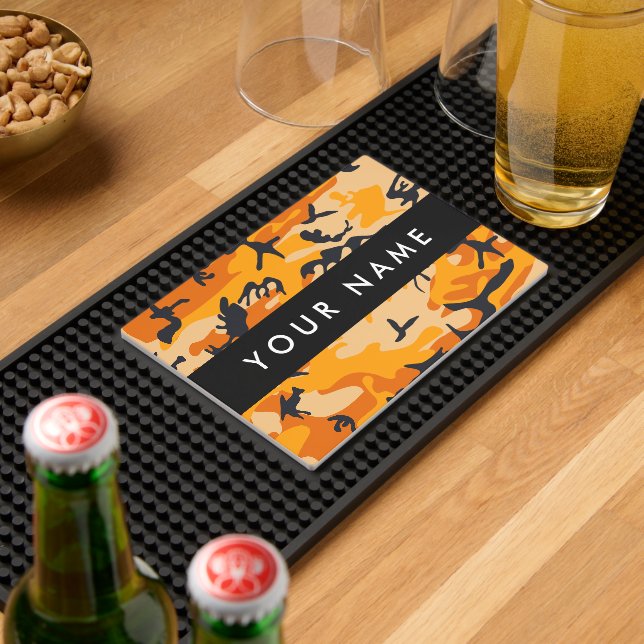 Orange Camouflage Your name Personalize Bar Mat (Insitu (Bar 2))