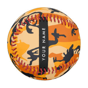 Orange Camouflage Your name Personalize Baseball