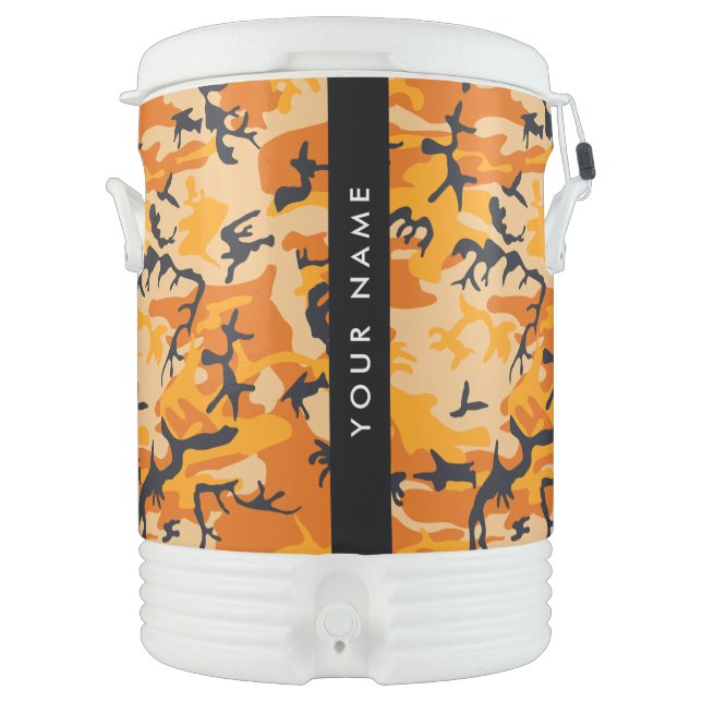 Orange Camouflage Your name Personalize Beverage Cooler (Front)