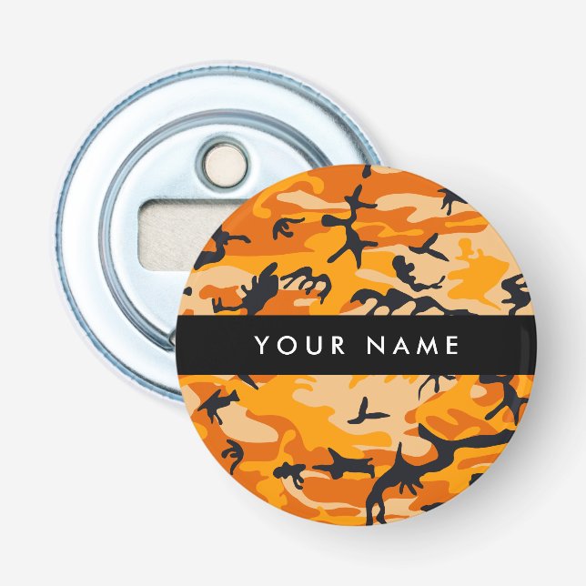 Orange Camouflage Your name Personalize Bottle Opener (Front)