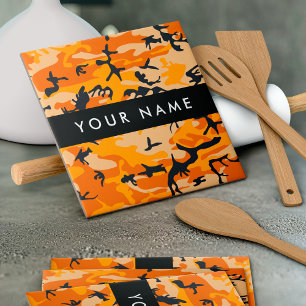 Orange Camouflage Your name Personalize Ceramic Tile