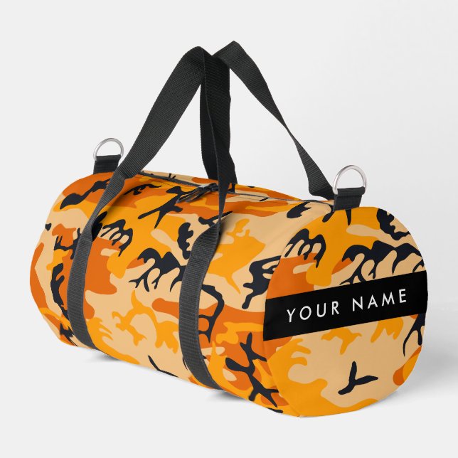 Orange Camouflage Your name Personalize Duffle Bag (Left Corner)