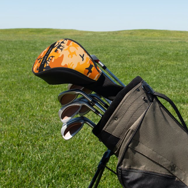 Orange Camouflage Your name Personalize Golf Head Cover (In Situ)