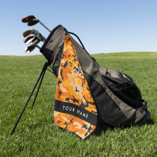 Orange Camouflage Your name Personalize Golf Towel