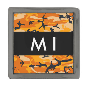 Orange Camouflage Your name Personalize Gunmetal Finish Lapel Pin