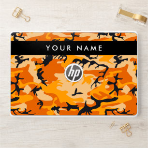 Orange Camouflage Your name Personalize HP Laptop Skin