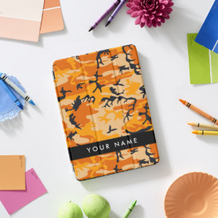 Orange Camouflage Your name Personalize iPad Pro Cover