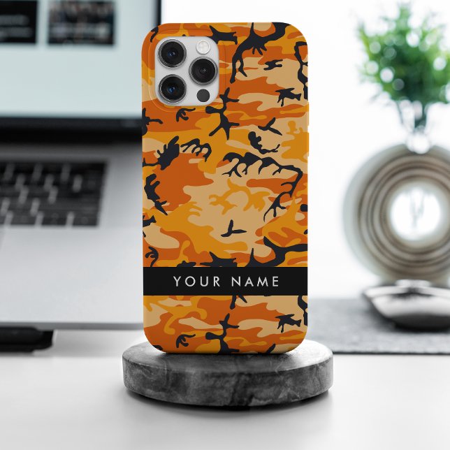 Orange Camouflage Your name Personalize iPhone Case (Creator Uploaded)