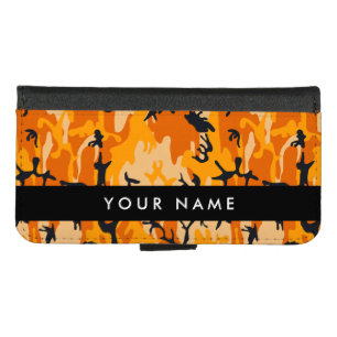 Orange Camouflage Your name Personalize iPhone 8/7 Wallet Case