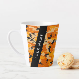 Orange Camouflage Your name Personalize Latte Mug