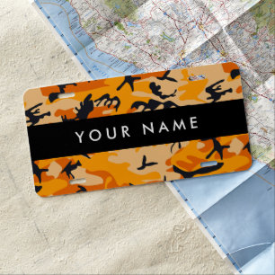 Orange Camouflage Your name Personalize License Plate