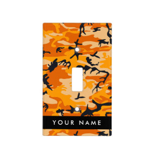 Orange Camouflage Your name Personalize Light Switch Cover