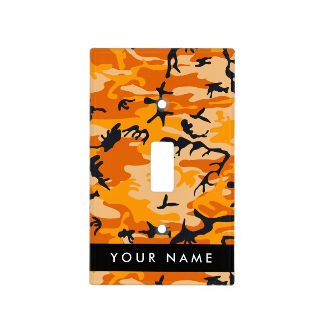 Orange Camouflage Your name Personalize Light Switch Cover (Front)