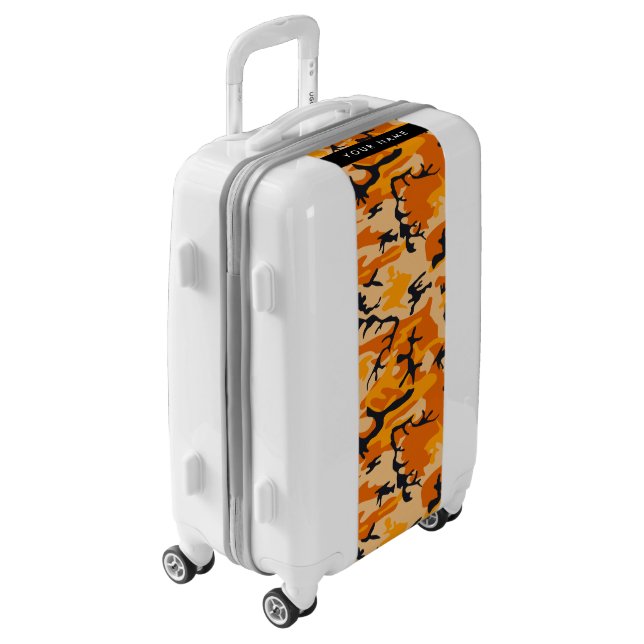 Orange Camouflage Your name Personalize Luggage (Rotated Left)