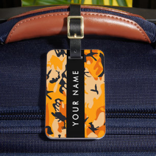 Orange Camouflage Your name Personalize Luggage Tag