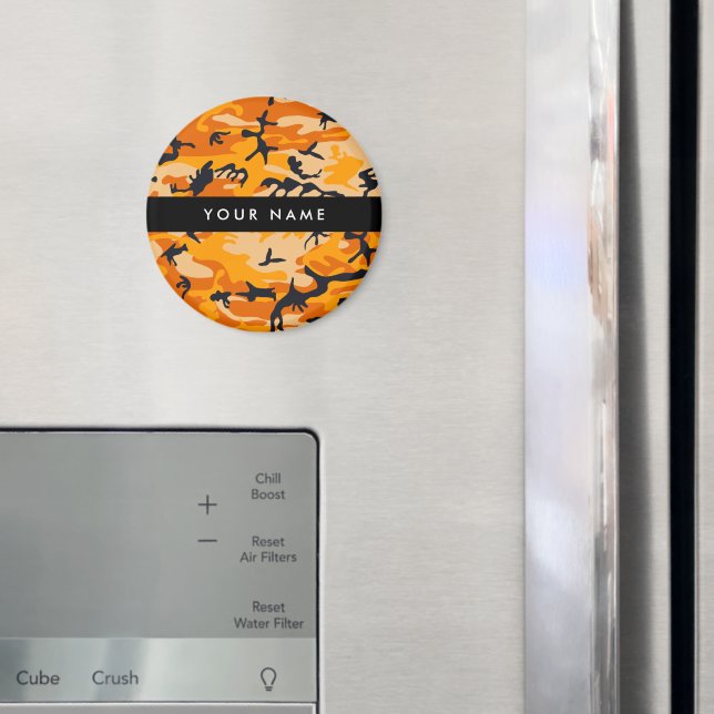 Orange Camouflage Your name Personalize Magnet (In Situ (Fridge))