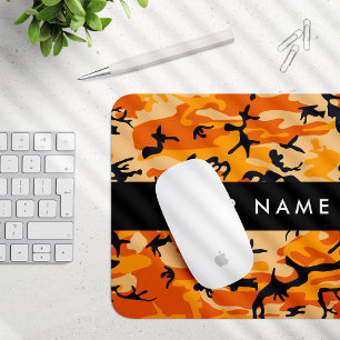 Orange Camouflage Your name Personalize Mouse Pad