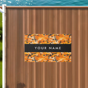 Orange Camouflage Your name Personalize Outdoor Rug