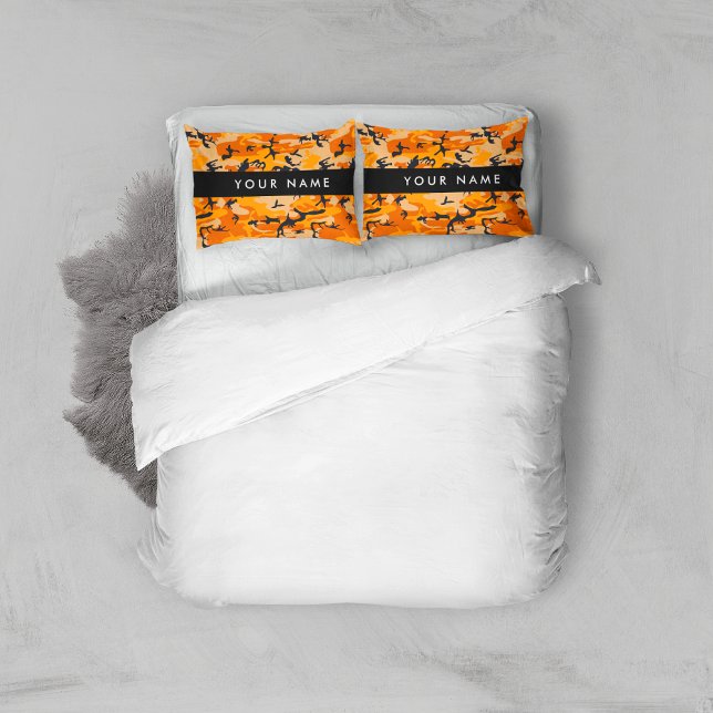 Orange Camouflage Your name Personalize Pillow Case (Creator Uploaded)