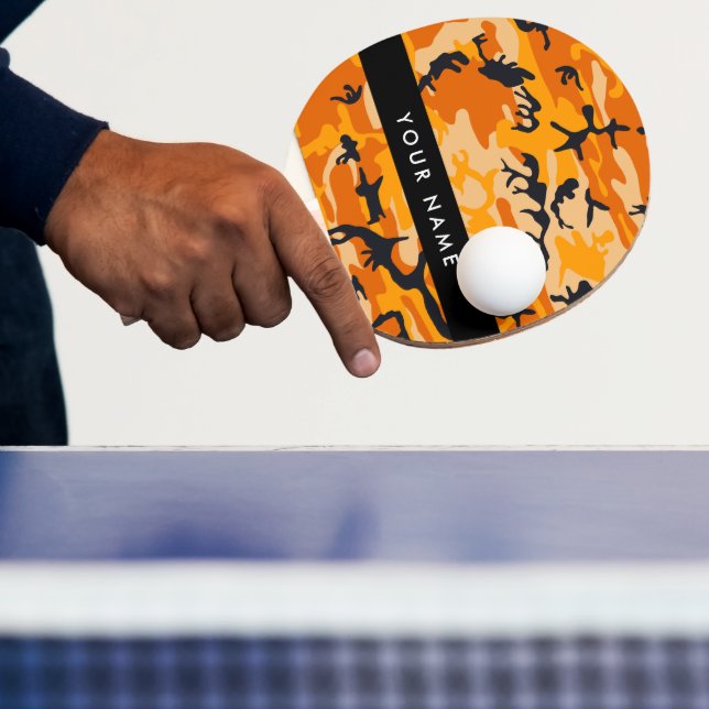 Orange Camouflage Your name Personalize Ping Pong Paddle (Insitu)