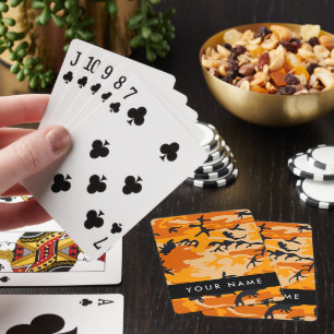 Orange Camouflage Your name Personalize Poker Cards