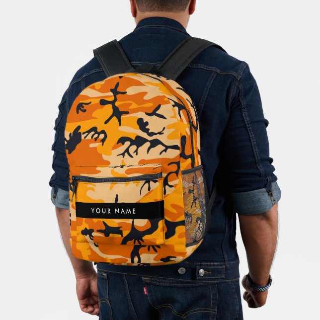 Orange Camouflage Your name Personalize Printed Backpack (Insitu (Model))