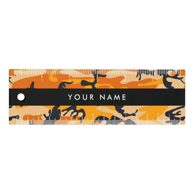 Orange Camouflage Your name Personalize Ruler (Front)