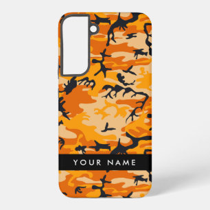 Orange Camouflage Your name Personalize Samsung Galaxy S22+ Case